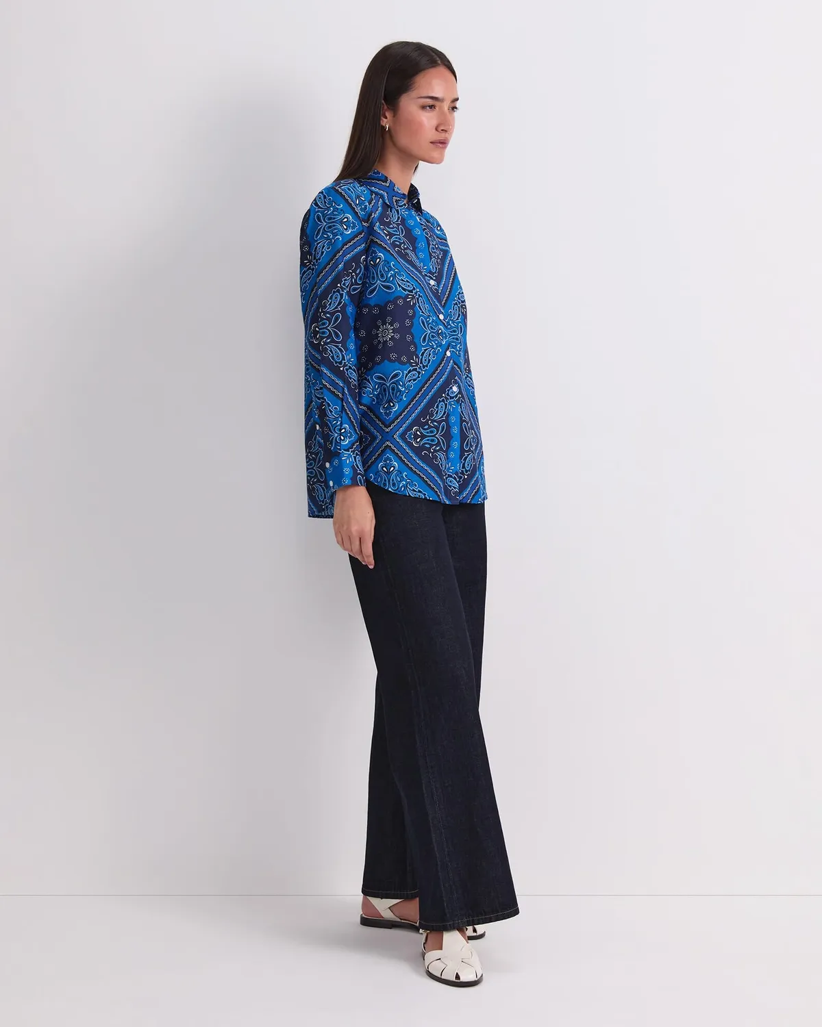 Sportscraft Bandana Print camicia donna seta cotone