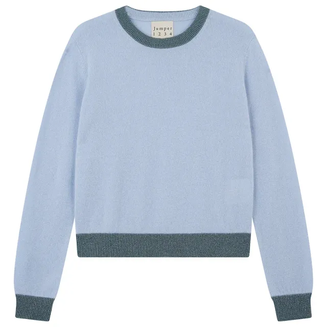Jumper 1234 Cashmere Lurex Trim Crew maglione azzurro