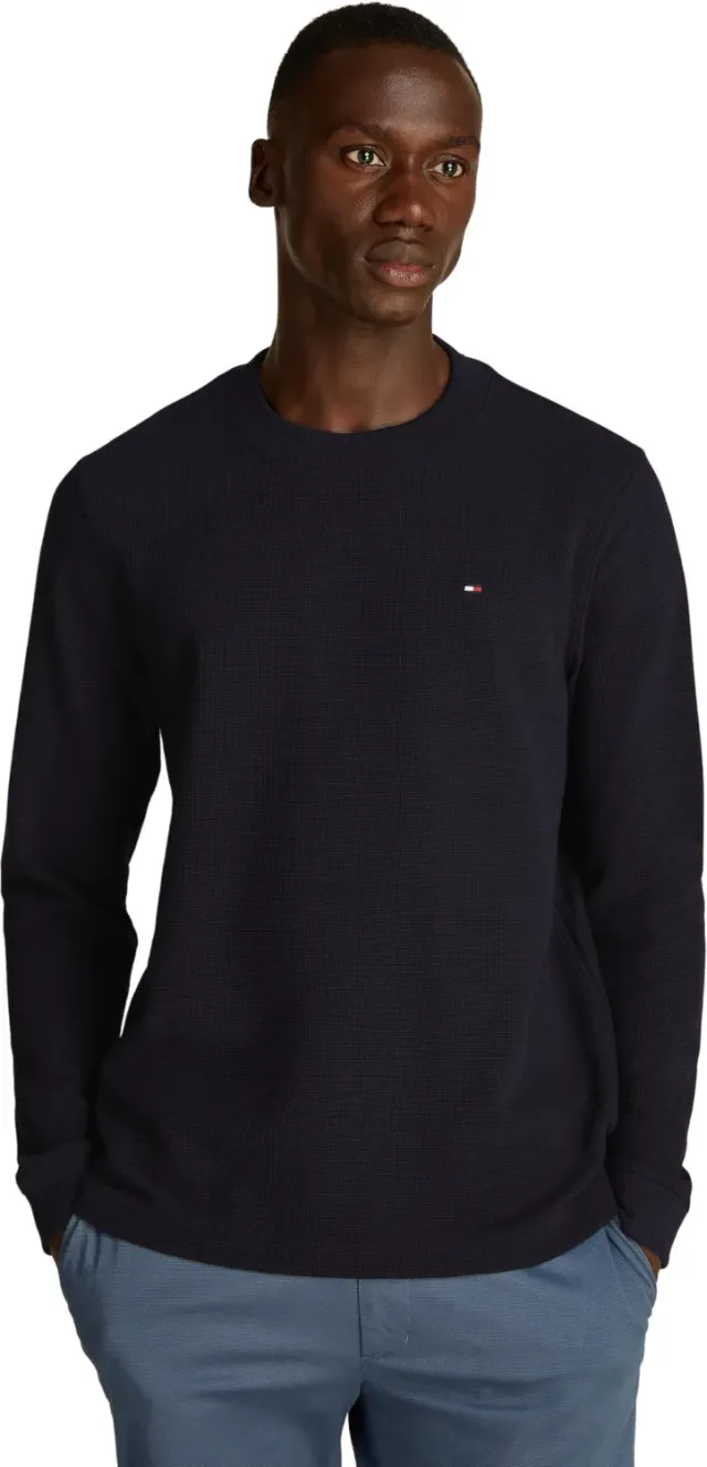 Tommy Hilfiger Textured maglietta uomo maniche lunghe grigia
