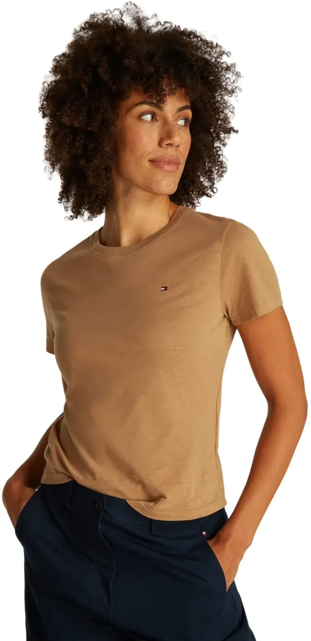 Tommy Hilfiger Slim T-Shirt Donna Scollo Rotondo Cotone