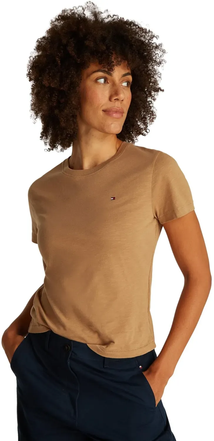 Tommy Hilfiger Slim T-Shirt Donna Scollo Rotondo Cotone