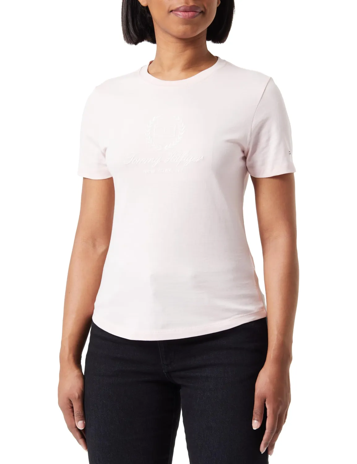 Tommy Hilfiger Slim Flag Tee t-shirt donna rosso slim
