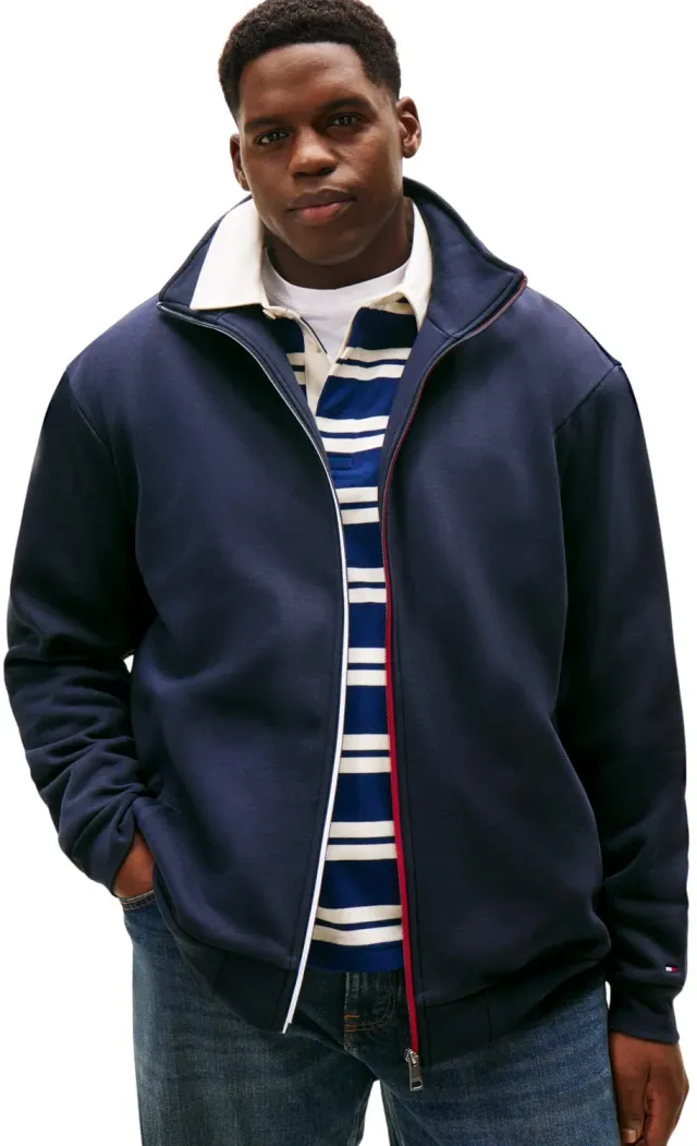 Tommy Hilfiger Global Stripe felpa azzurra con zip