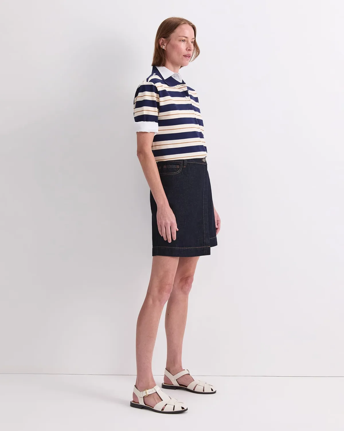 Sportscraft Simmi Denim Wrap gonna jeans indaco