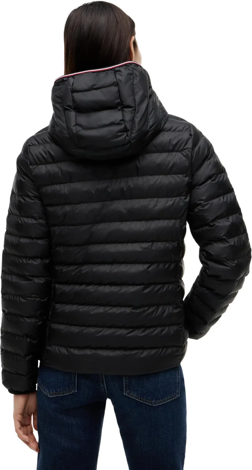 Tommy Hilfiger Global Stripe piumino donna nero con cappuccio