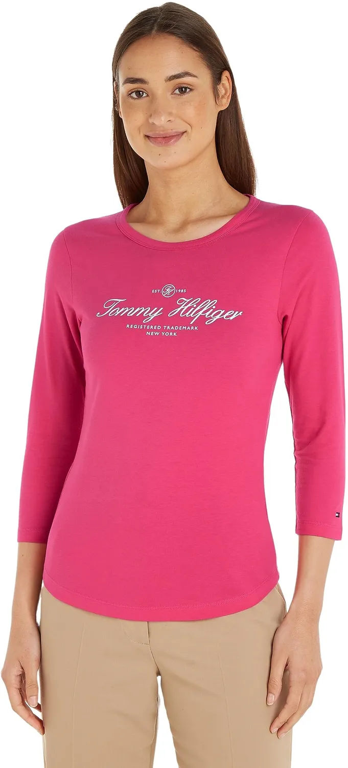 Tommy Hilfiger Open-Neck maglietta maniche lunghe bianca S