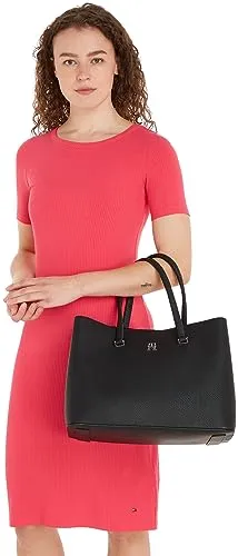 Tommy Hilfiger Emblem Satchel borsa donna nera
