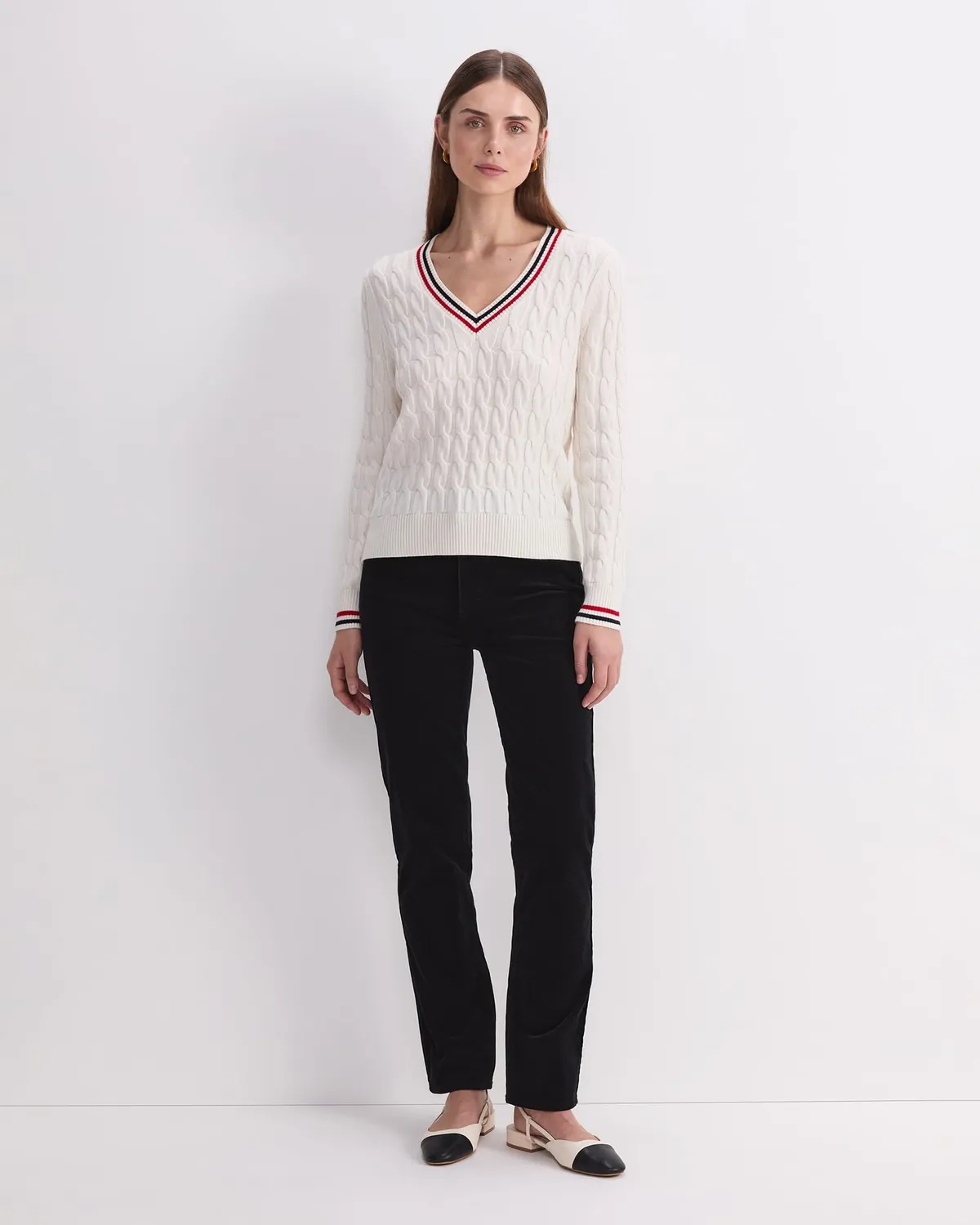 Sportscraft Merino Cable Maglione scollo V lana merino