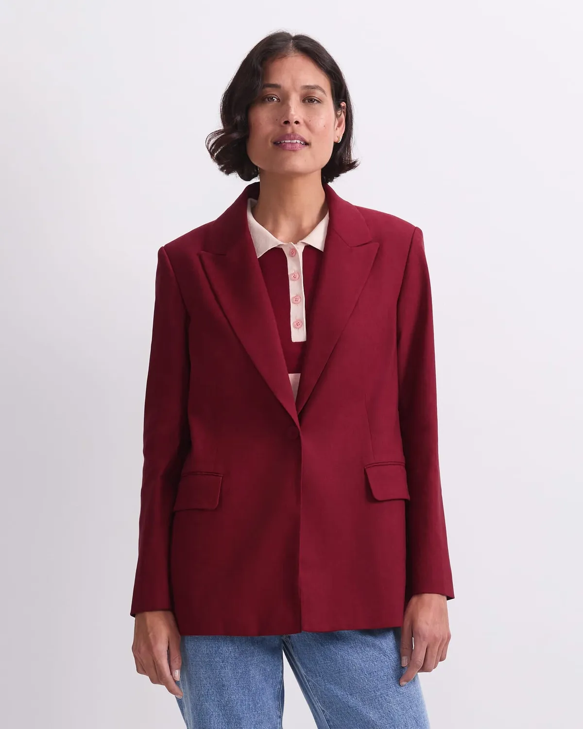 Sportscraft Rosa blazer donna monopetto tessuto sartoriale