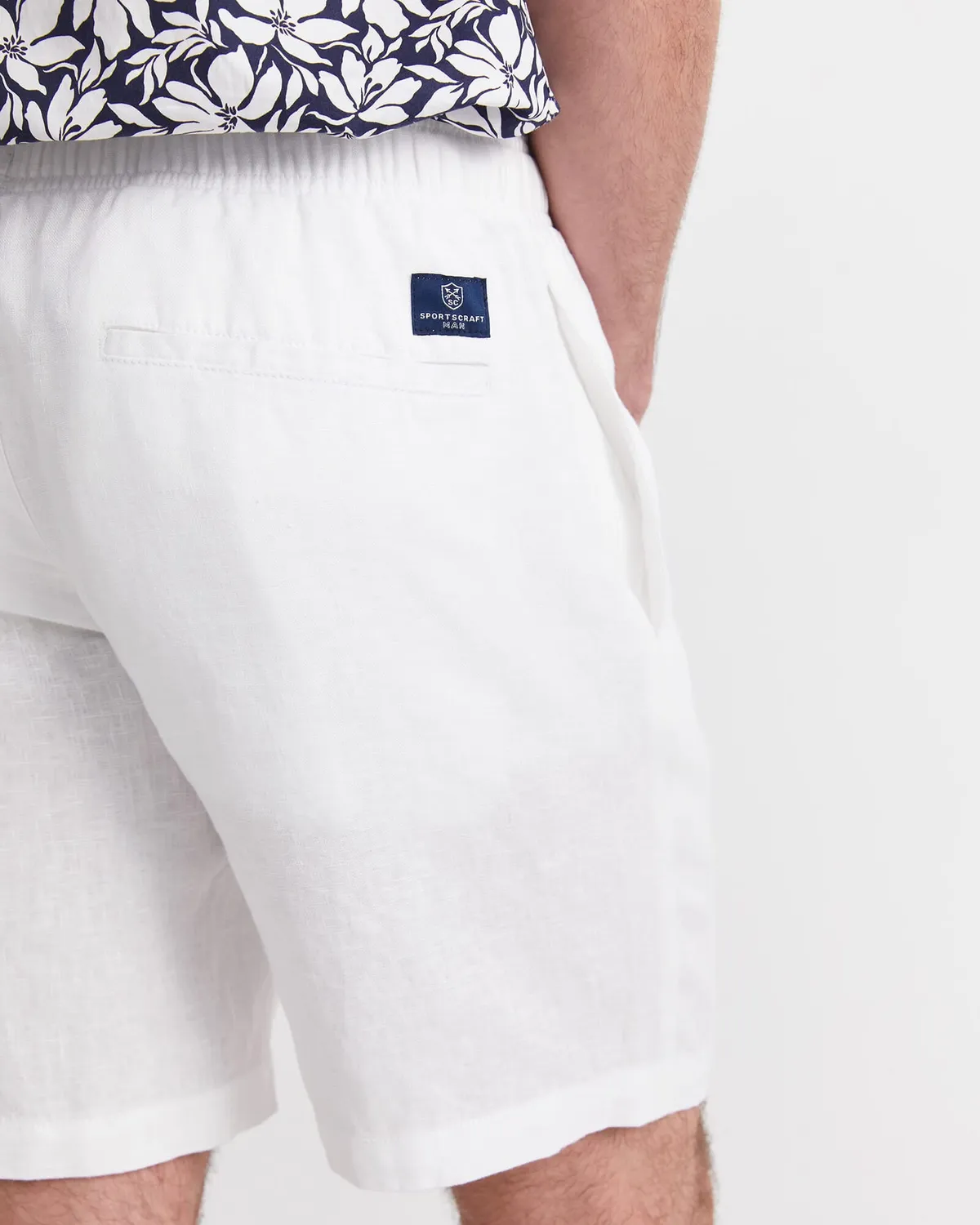 Sportscraft Caffery Shorts lino uomo vita elastica con laccetto