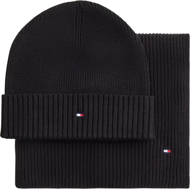 Tommy Hilfiger TH Flag AM0AM14584 berretto e sciarpa neri uomo