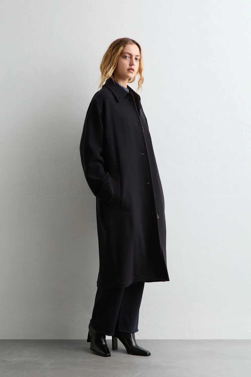 Massimo Alba Lisbona trench blu panno lana