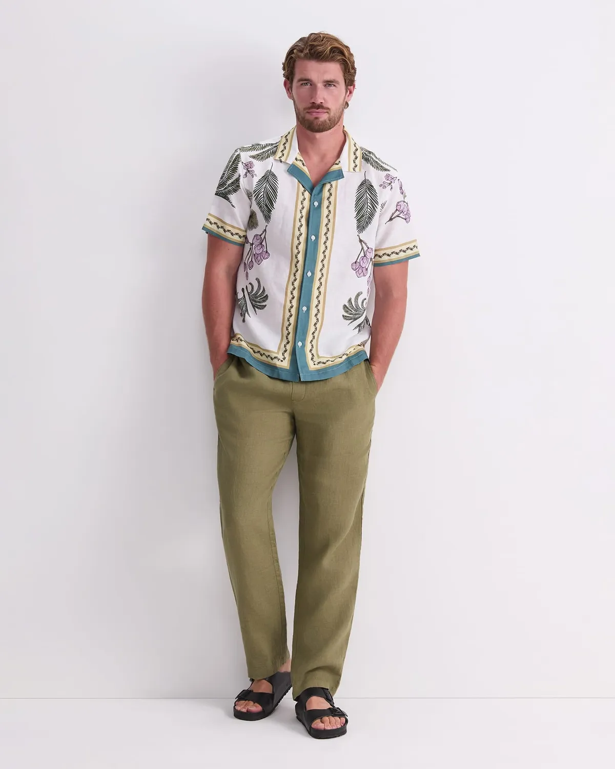 Sportscraft Hamlyn Resort camicia lino stampa