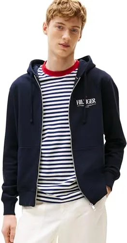 Tommy Hilfiger Stacked Felpa Uomo Zip S Blu Desert Sky