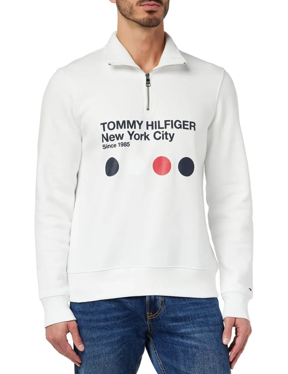 Tommy Hilfiger Mezza Zip Felpa Uomo con Cerniera Cotone