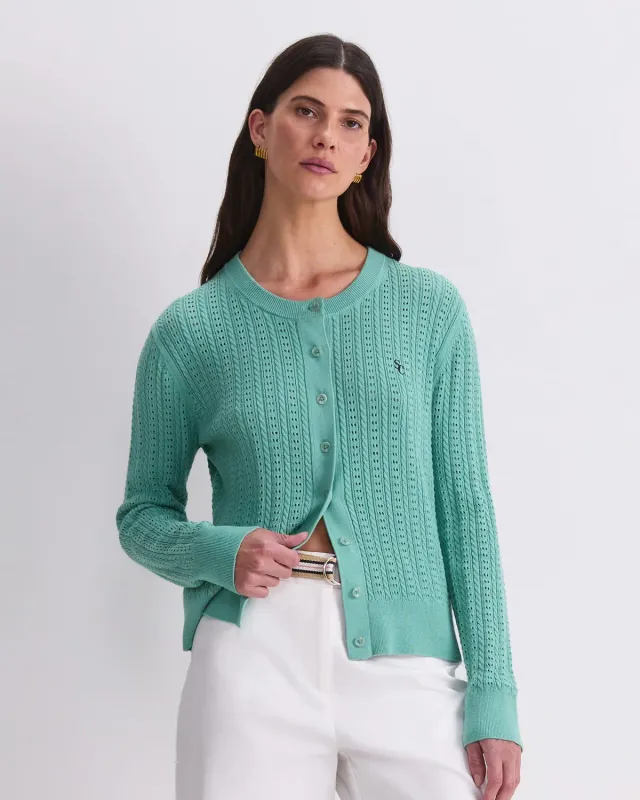 Sportscraft Elka Cable Pointelle cardigan cotone