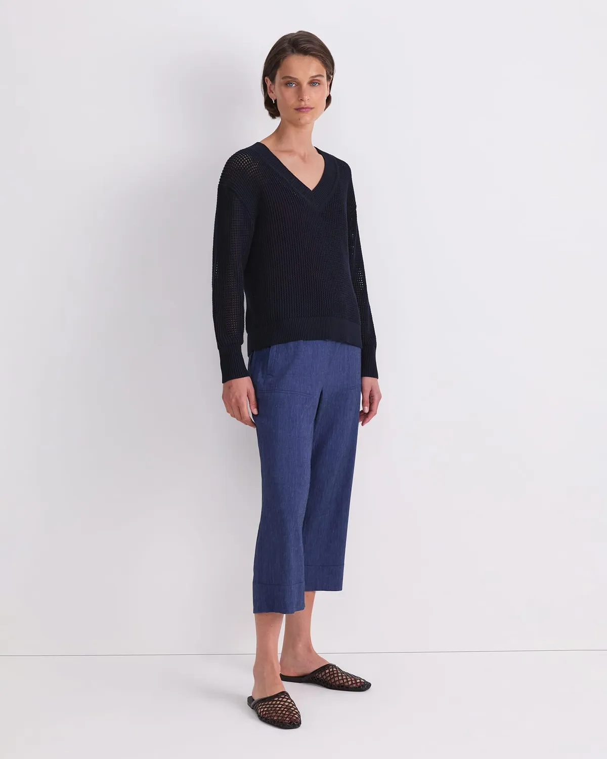 Sportscraft Cotton Crochet V-Neck maglia cotone XS