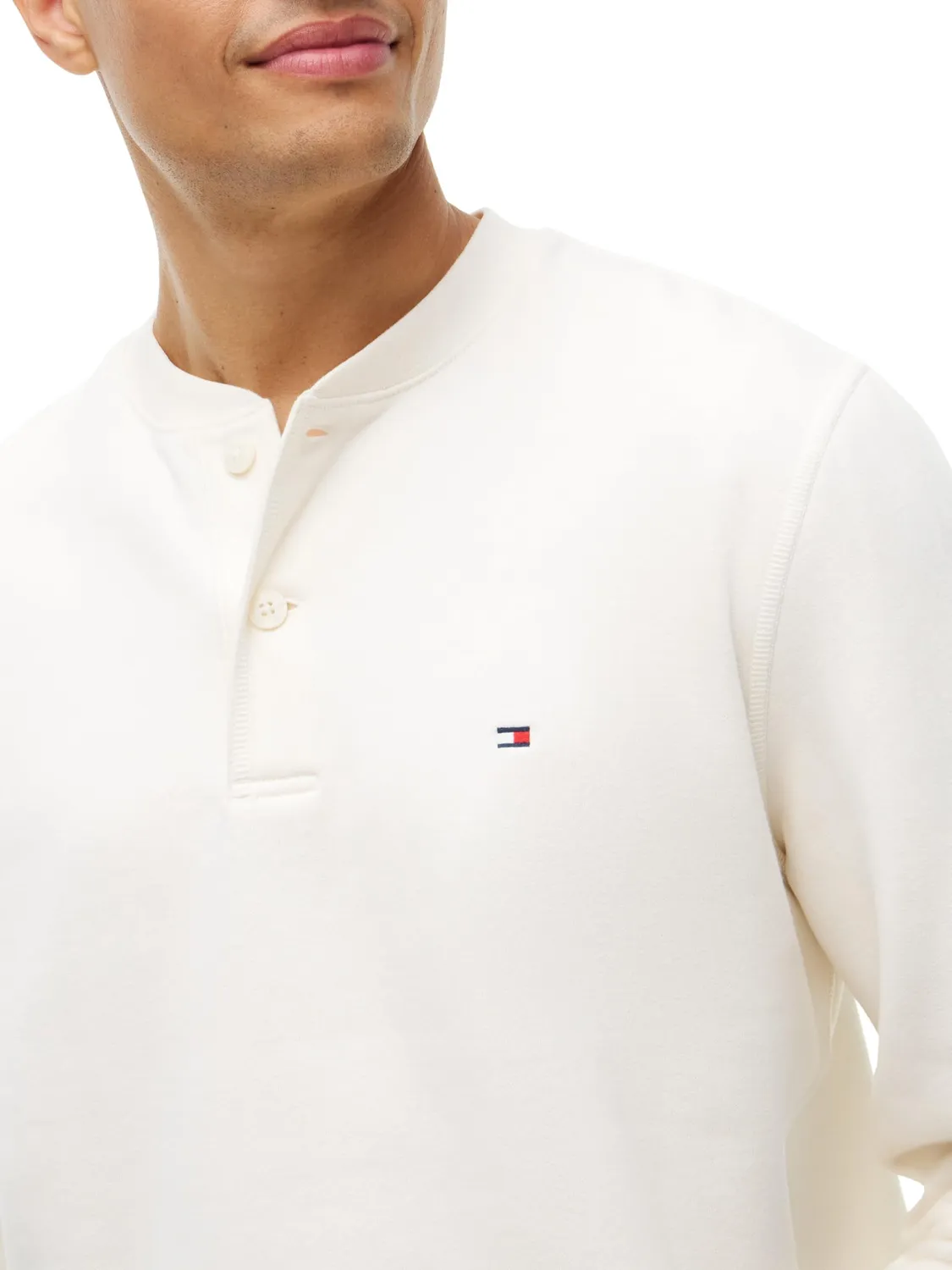 Tommy Hilfiger Essential Fleece MW0MW44933 henley uomo blu pile
