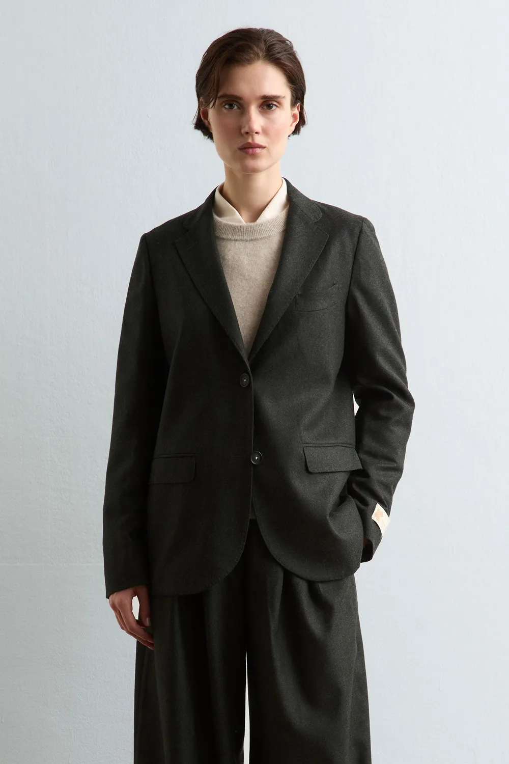 Massimo Alba TOLOSA giacca dark green in flanella lana