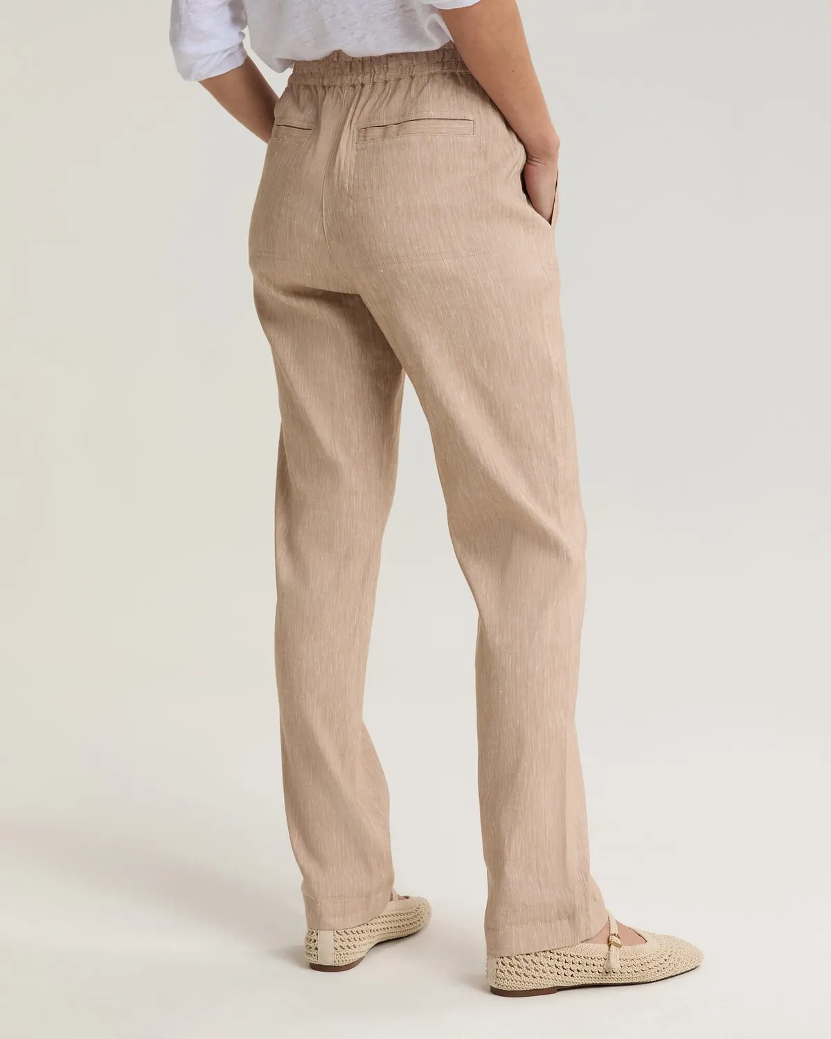 Sportscraft Rosa pantalone lino elasticizzato con coulisse