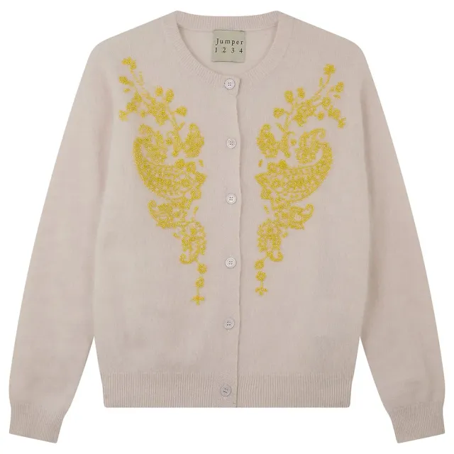 Jumper 1234 Brushed Wool Beaded Paisley cardigan pietra lana
