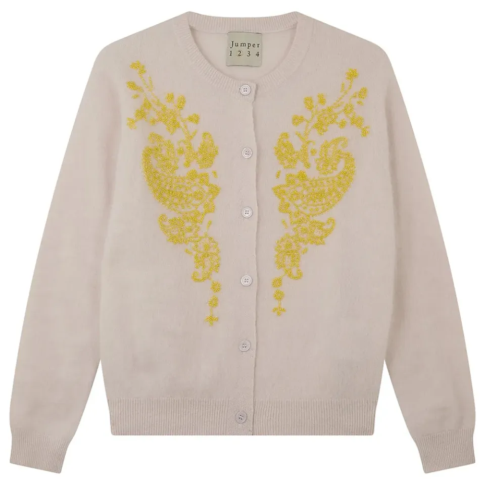 Jumper 1234 Brushed Wool Beaded Paisley cardigan pietra lana