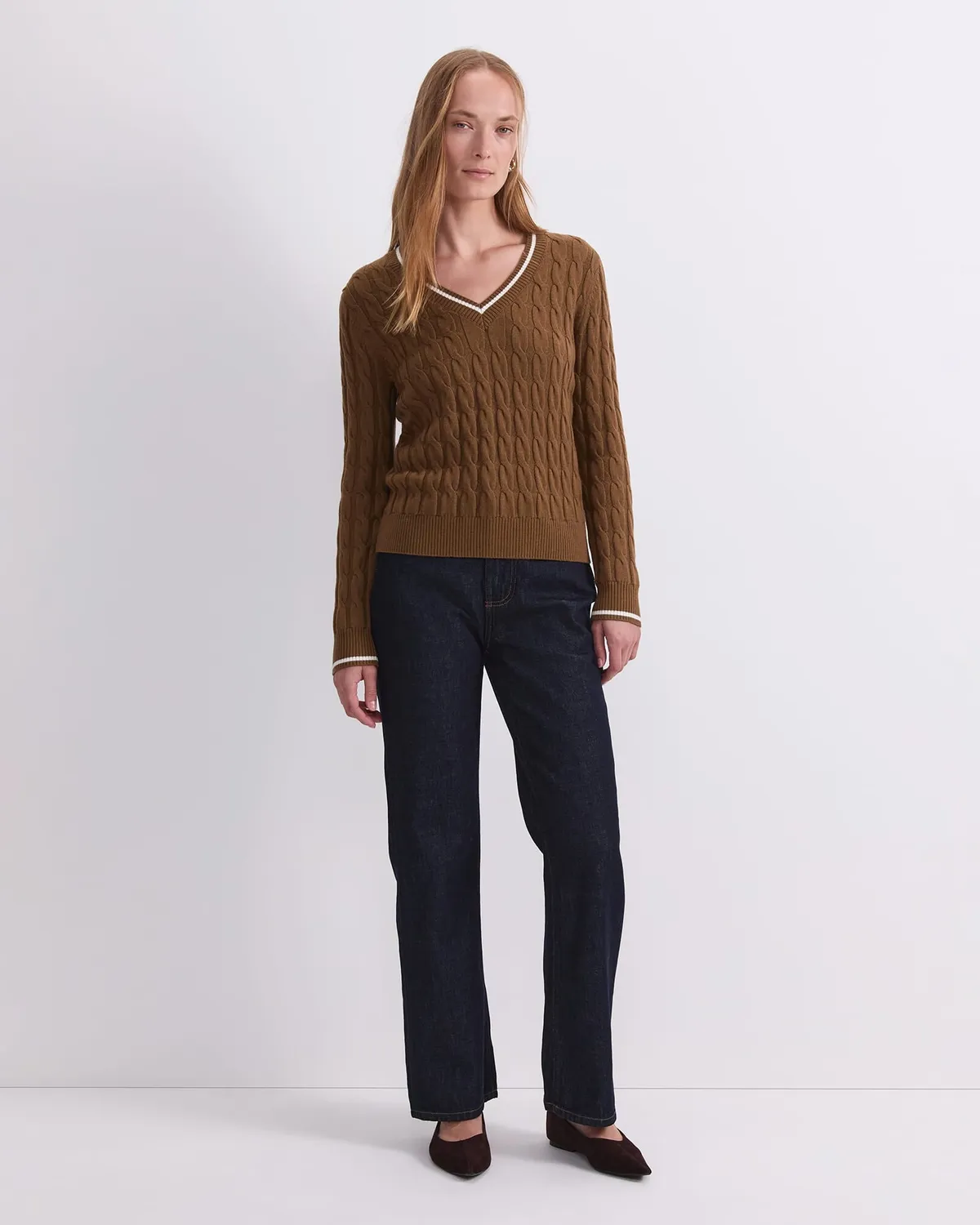 Sportscraft Merino Cable maglione lana merino scollo V