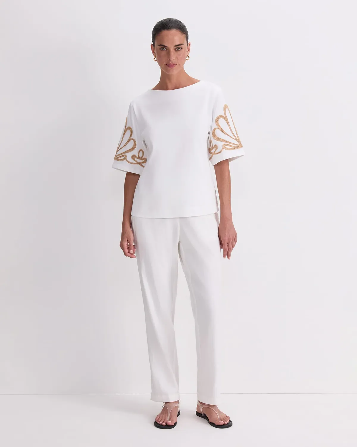 Sportscraft Eliza Embroidery Top maglia cotone ricamata