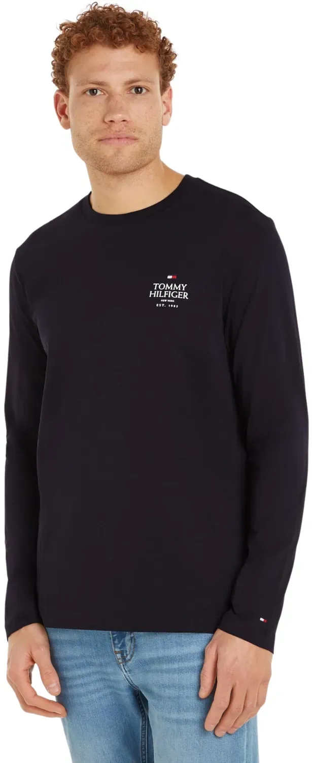 Tommy Hilfiger maglietta maniche lunghe uomo blu girocollo