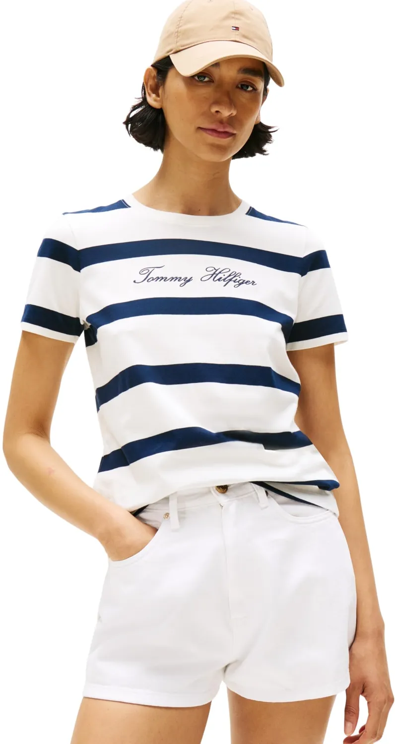 Tommy Hilfiger Script t-shirt donna maniche corte breezy blue