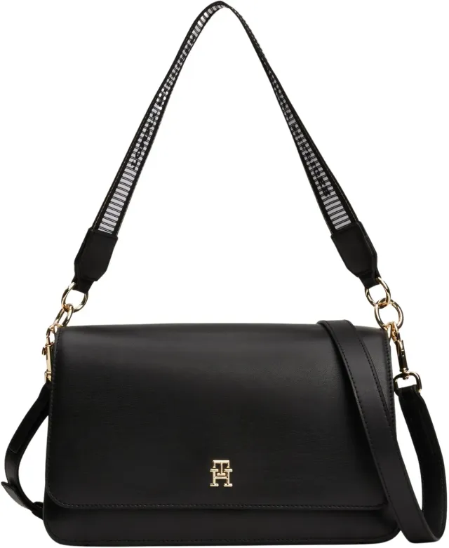 Tommy Hilfiger Borsa a Spalla Nera Tracolla Regolabile
