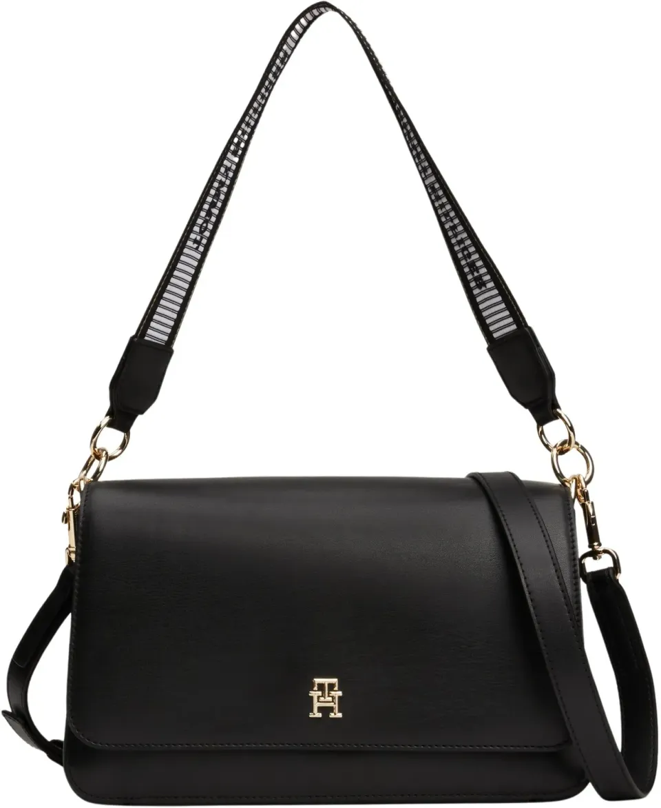 Tommy Hilfiger Borsa a Spalla Nera Tracolla Regolabile