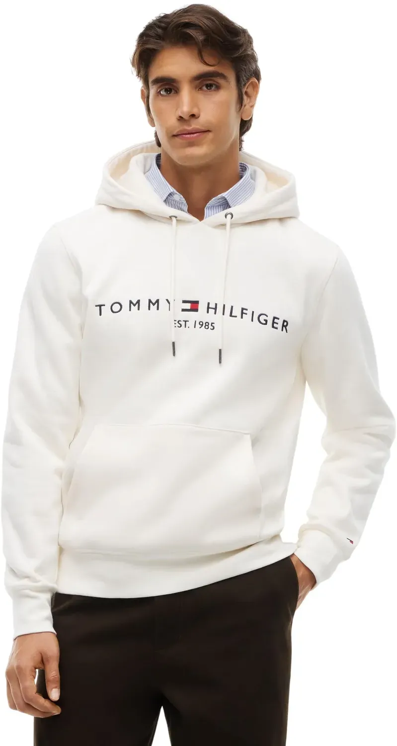 Tommy Hilfiger Tommy Logo felpa con cappuccio Ivory Petal M cotone