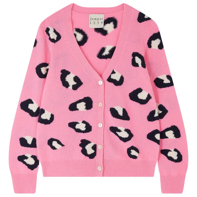 Jumper 1234 Leopard cardigan cashmere rosa maculato