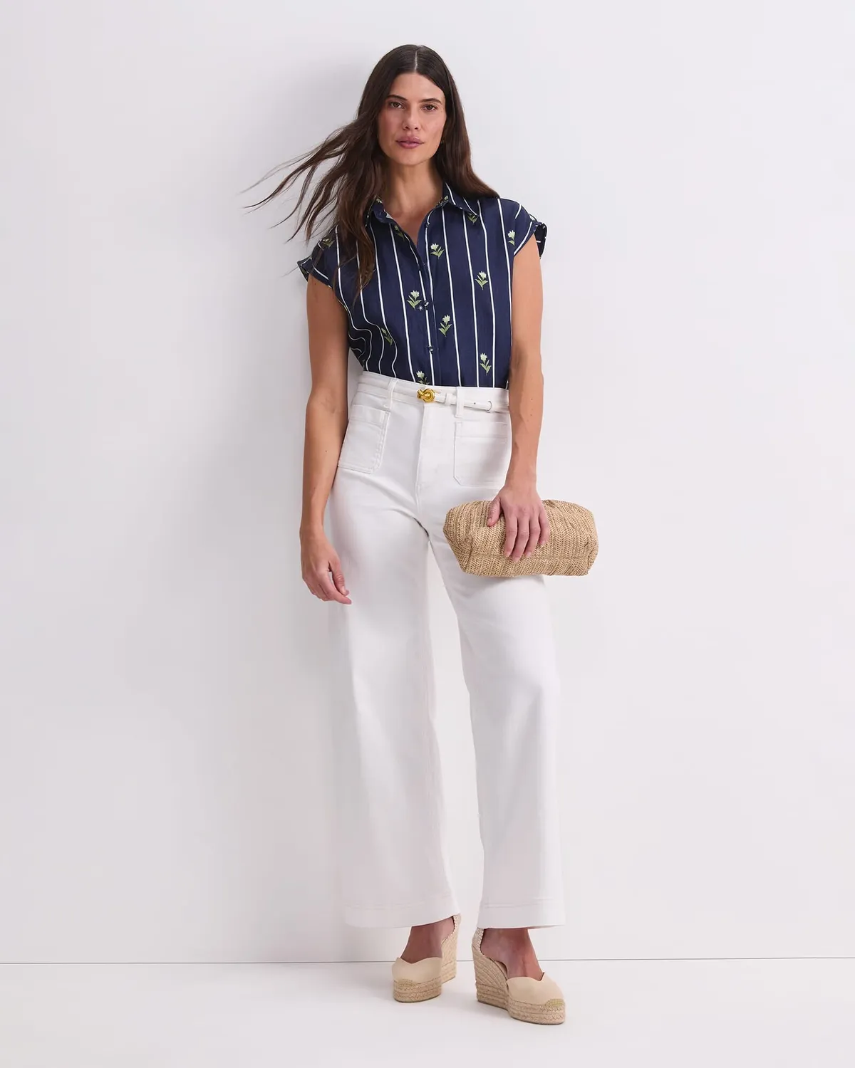 Sportscraft Hampton camicia lino donna righe floreali