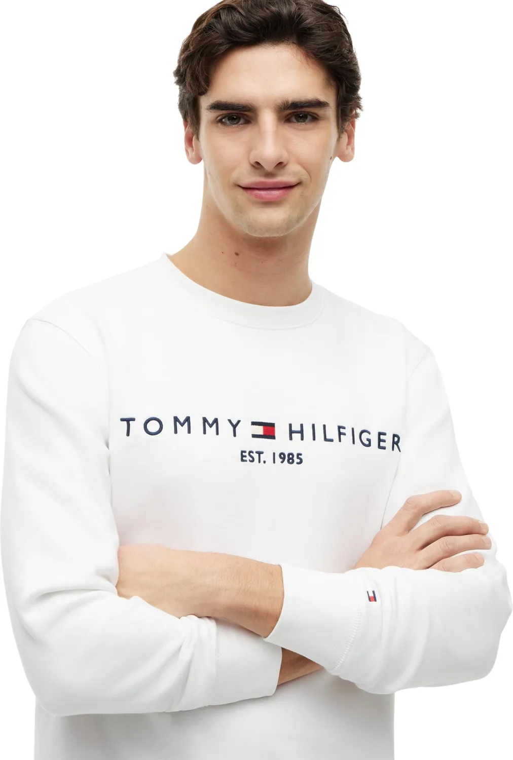 Tommy Hilfiger Logo Felpa Uomo Girocollo Cotone