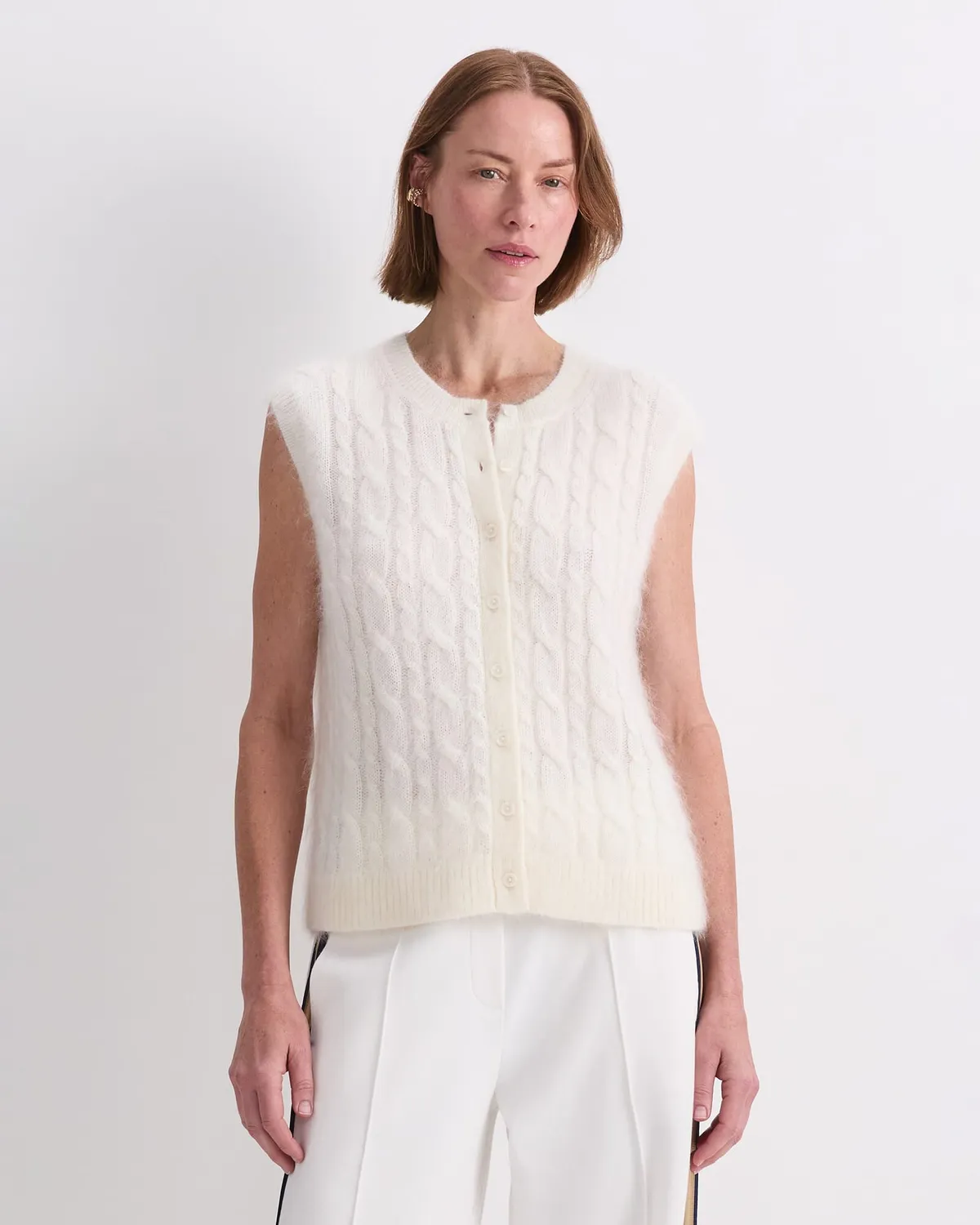 Sportscraft Tatiana gilet mohair trecce donna con bottoni