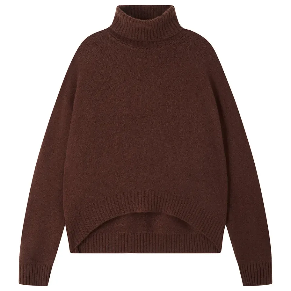Jumper 1234 Oversize Roll maglione marrone cashmere pesante