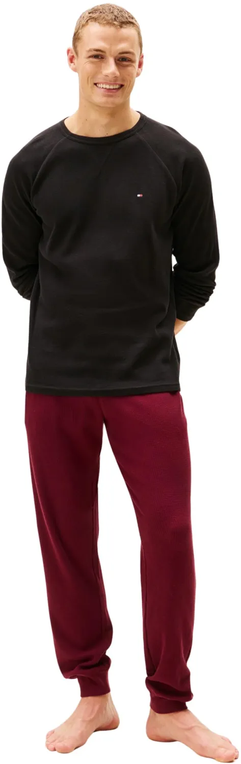 Tommy Hilfiger Waffle T-Shirt Uomo L Manica Lunga Cotone