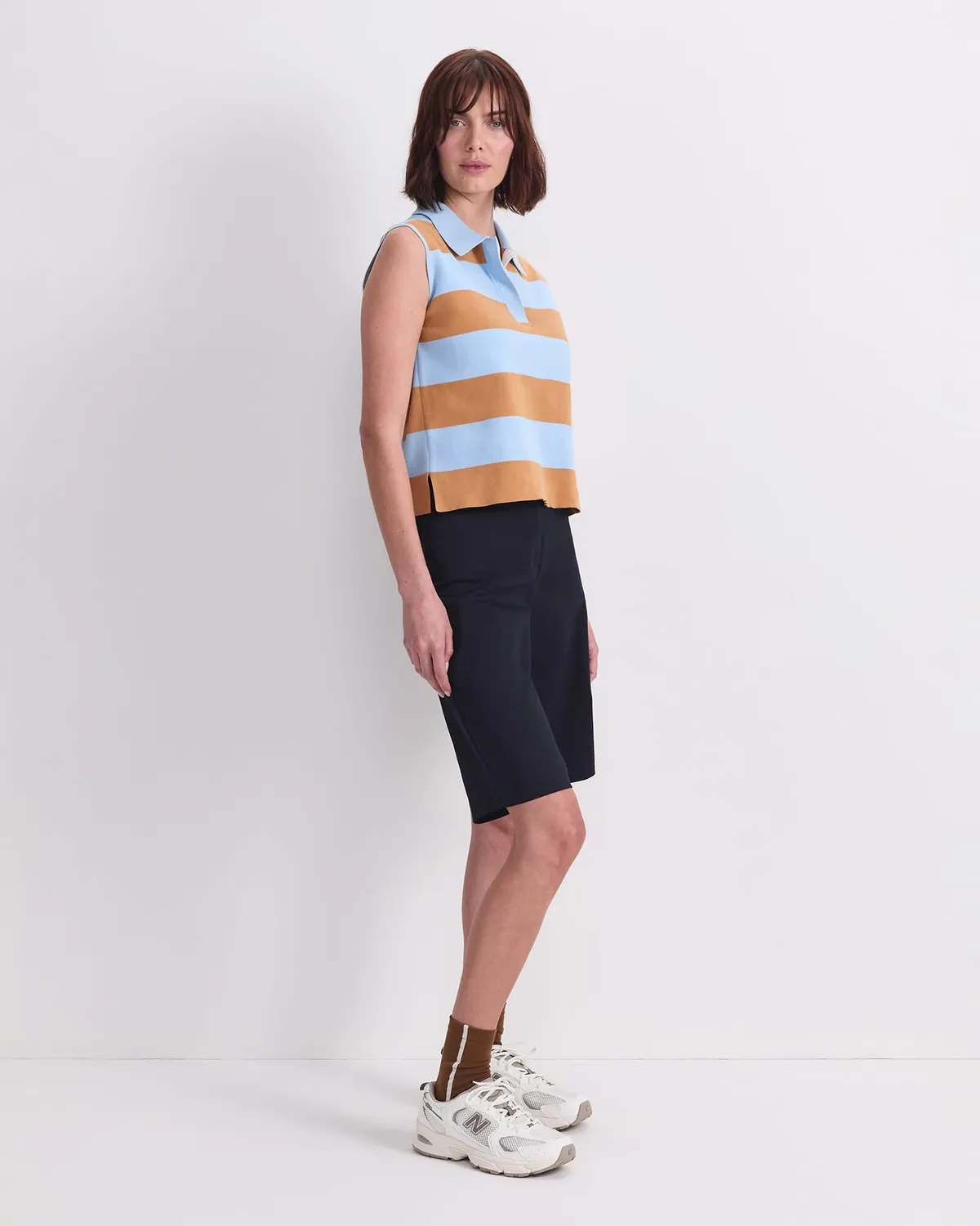Sportscraft Knit Sleeveless Polo Tank top maglia scollo polo