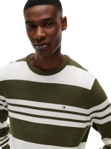 Tommy Hilfiger Essential maglione girocollo verde avorio S cotone