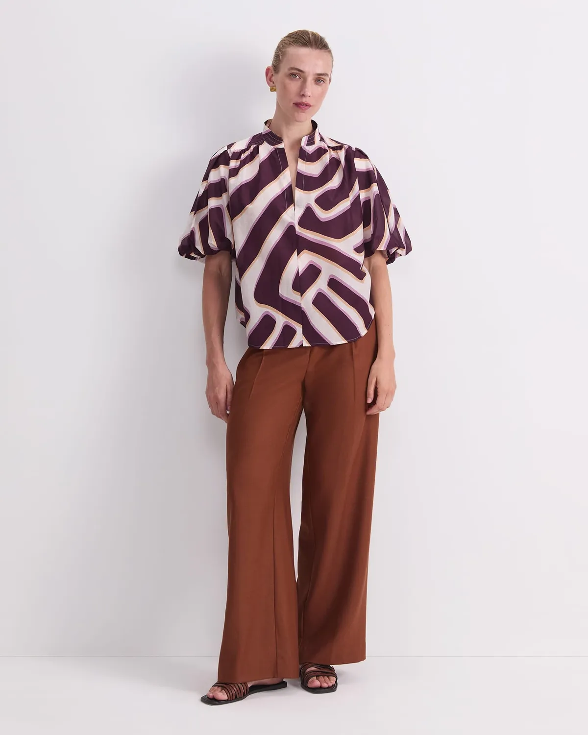 Sportscraft Penny blusa cotone seta manica corta fantasia