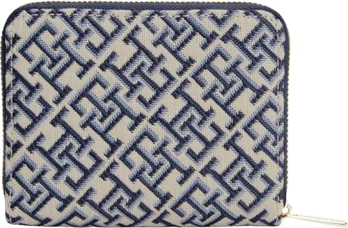 Tommy Hilfiger Icon Flap Portafogli Donna Blu Mono Jacquard