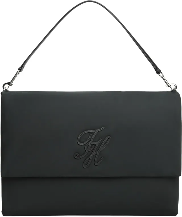 Tommy Hilfiger Elevated Nylon Maxi borsa a spalla nera