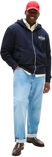 Tommy Hilfiger Stacked Felpa Uomo Zip XXL Blu Desert Sky