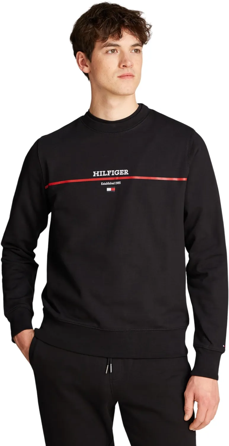 Tommy Hilfiger Stripe felpa uomo blu Desert Sky senza cappuccio L