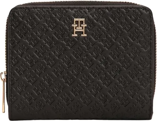 Tommy Hilfiger TH Icon AW0AW18474 portafoglio donna nero zip