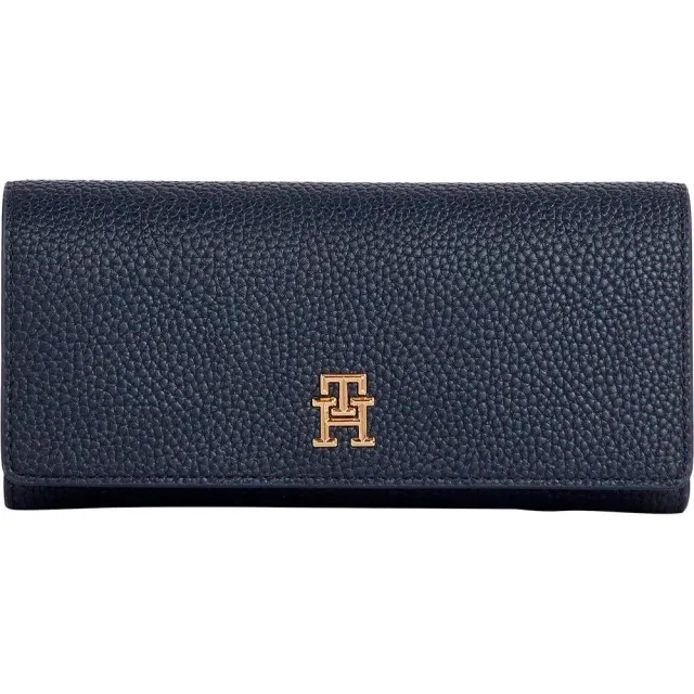 Tommy Hilfiger TH Emblem Large Flap portafoglio donna blu monogramma