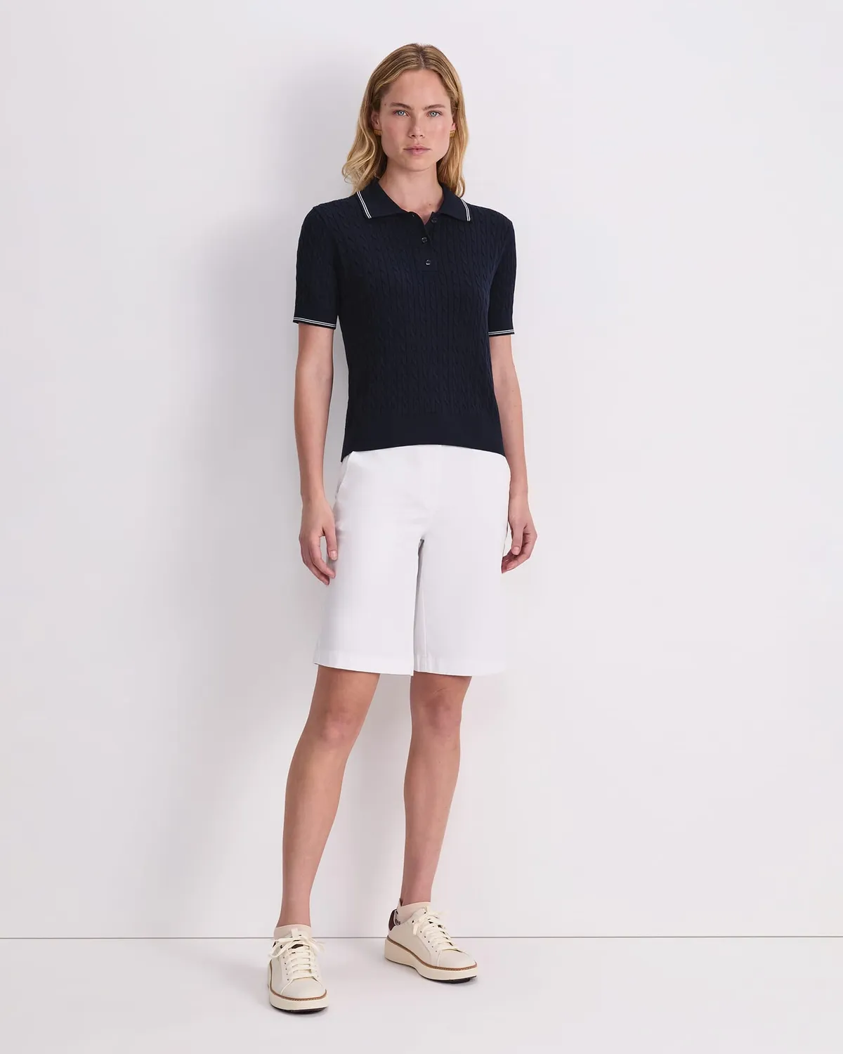 Sportscraft Chiffon polo donna cotone trecce manica corta