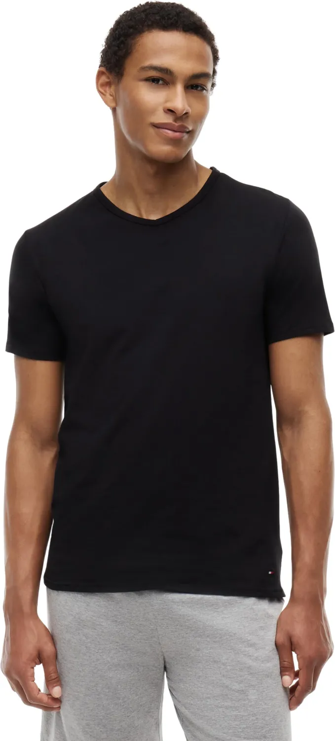 Tommy Hilfiger Stretch Scollo a V T-Shirt Uomo 3 Pezzi Nera